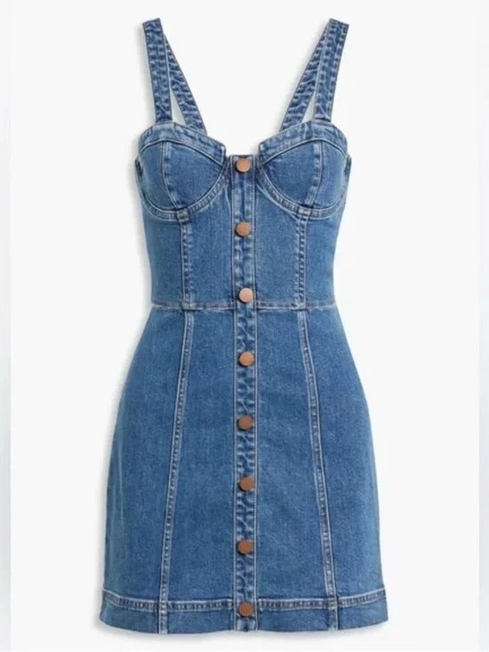 Alice + Olivia Blue Denim Jeans with Black Lining - Picture 1 of 5